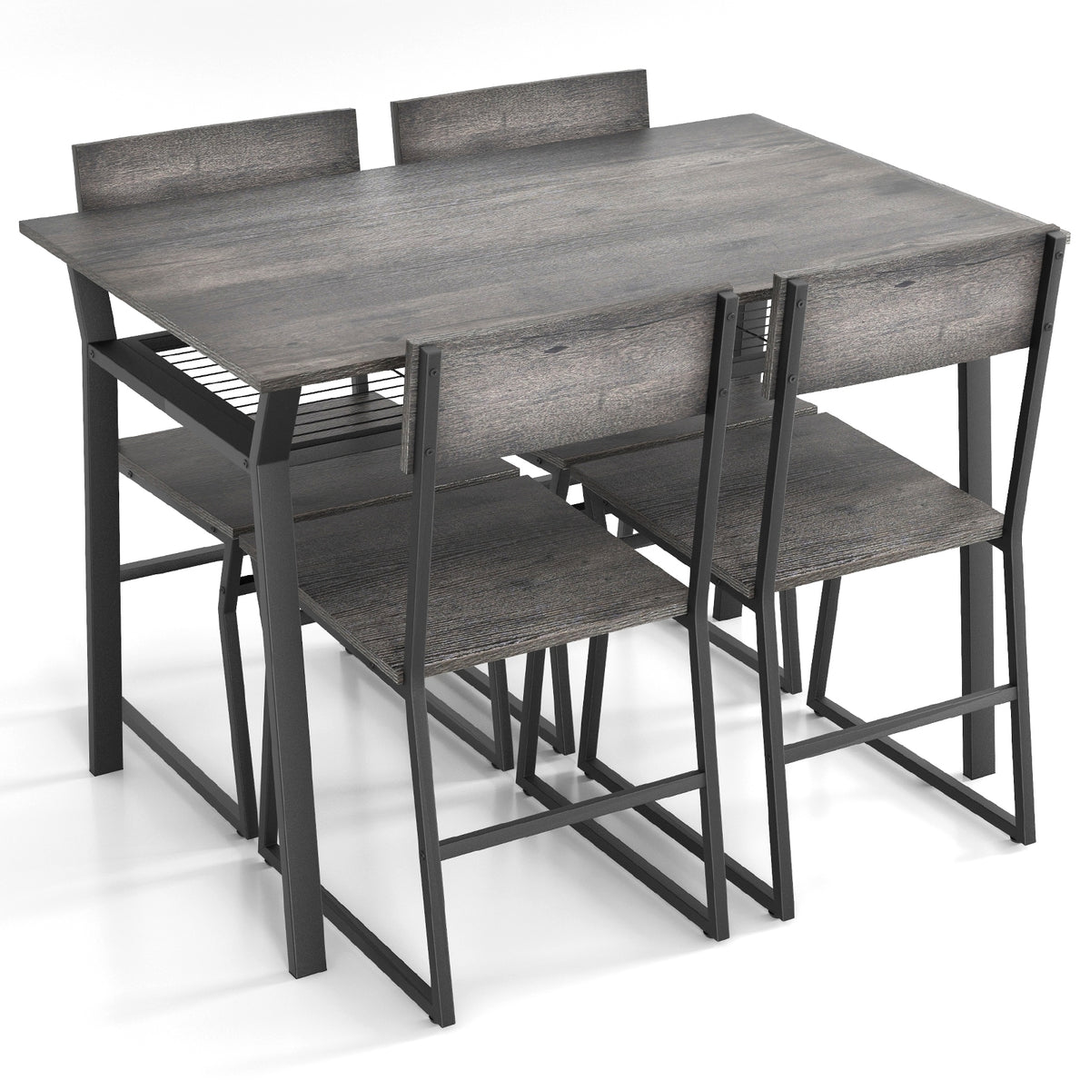 5 Piece Dining Table Set, Storage Rack, Metal Frame, Gray Dining Room Sets at Gallery Canada