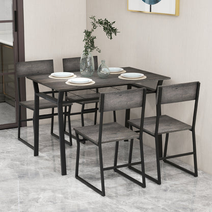 5 Piece Dining Table Set, Storage Rack, Metal Frame, Gray Dining Room Sets at Gallery Canada