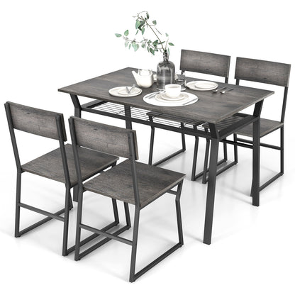 5 Piece Dining Table Set, Storage Rack, Metal Frame, Gray Dining Room Sets at Gallery Canada