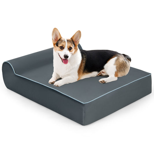 Orthopedic Dog Bed, Headrest, Removable Washable Cover, Gray Dog Supplies Gray at Gallery Canada