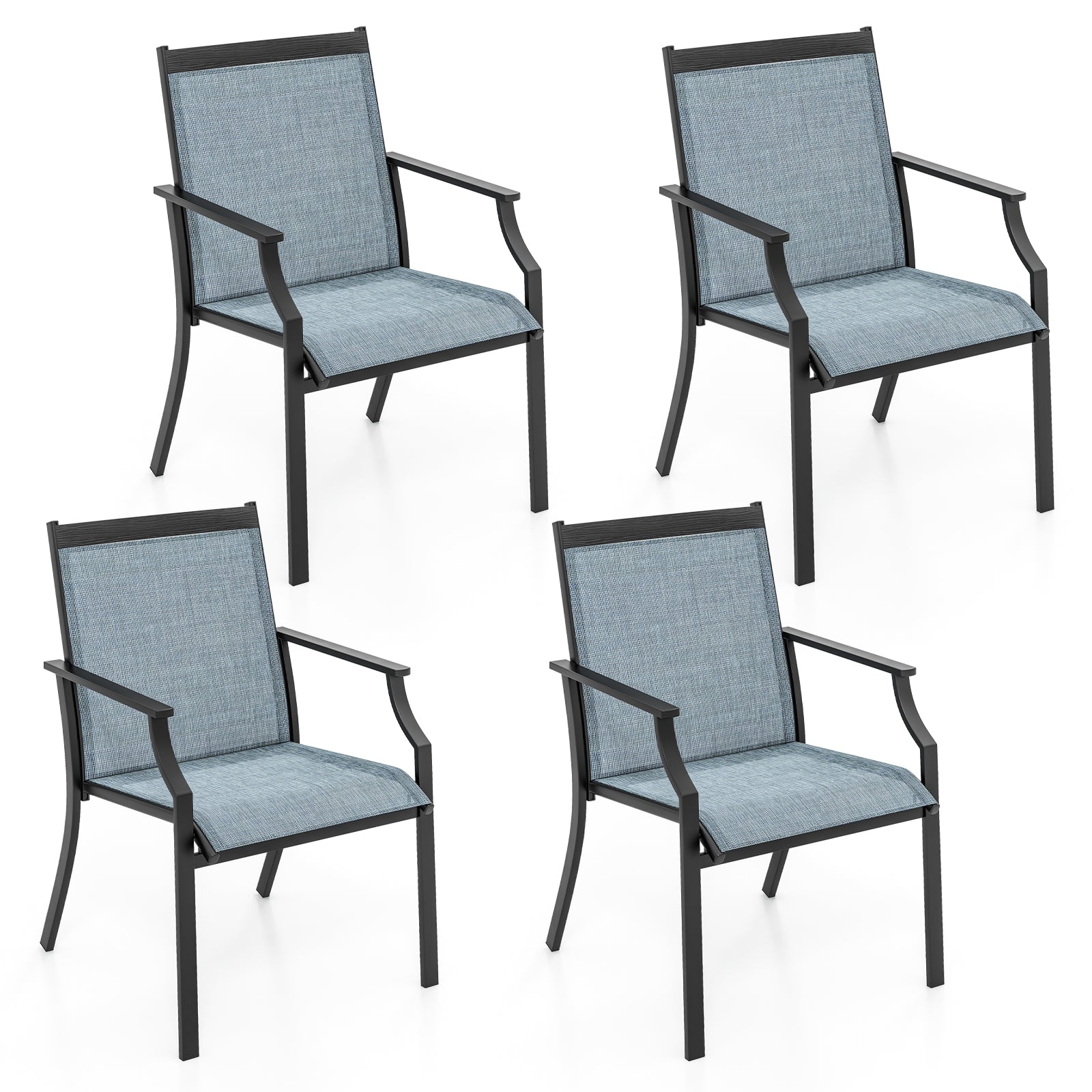 4 Piece Patio Dining Chairs, Large Outdoor Chairs, Blue Patio Dining Chairs at Gallery Canada