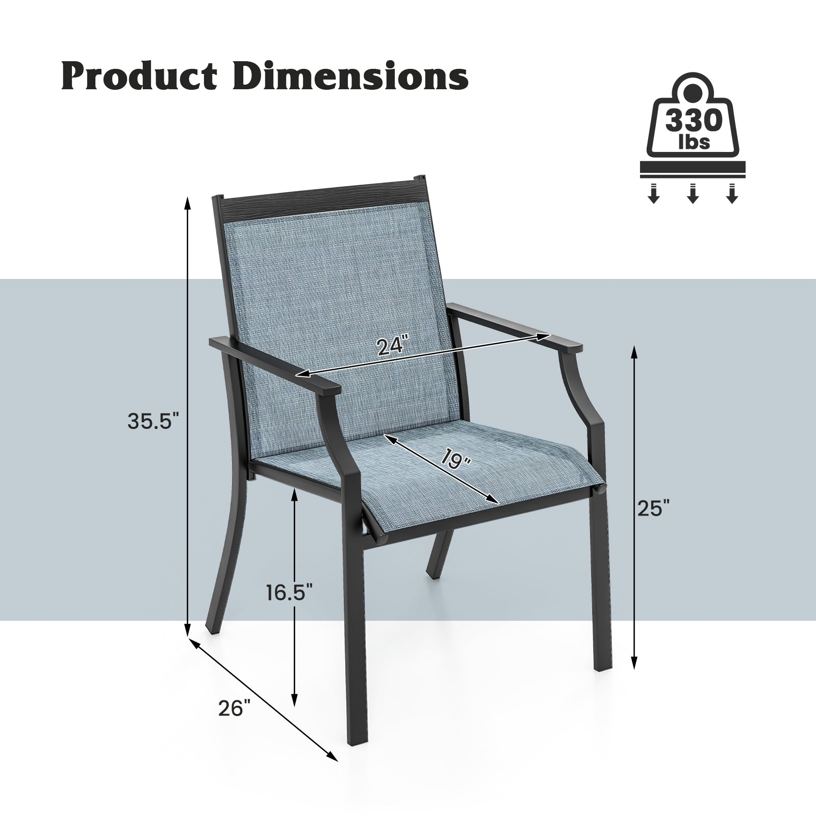 4 Piece Patio Dining Chairs, Large Outdoor Chairs, Blue Patio Dining Chairs at Gallery Canada