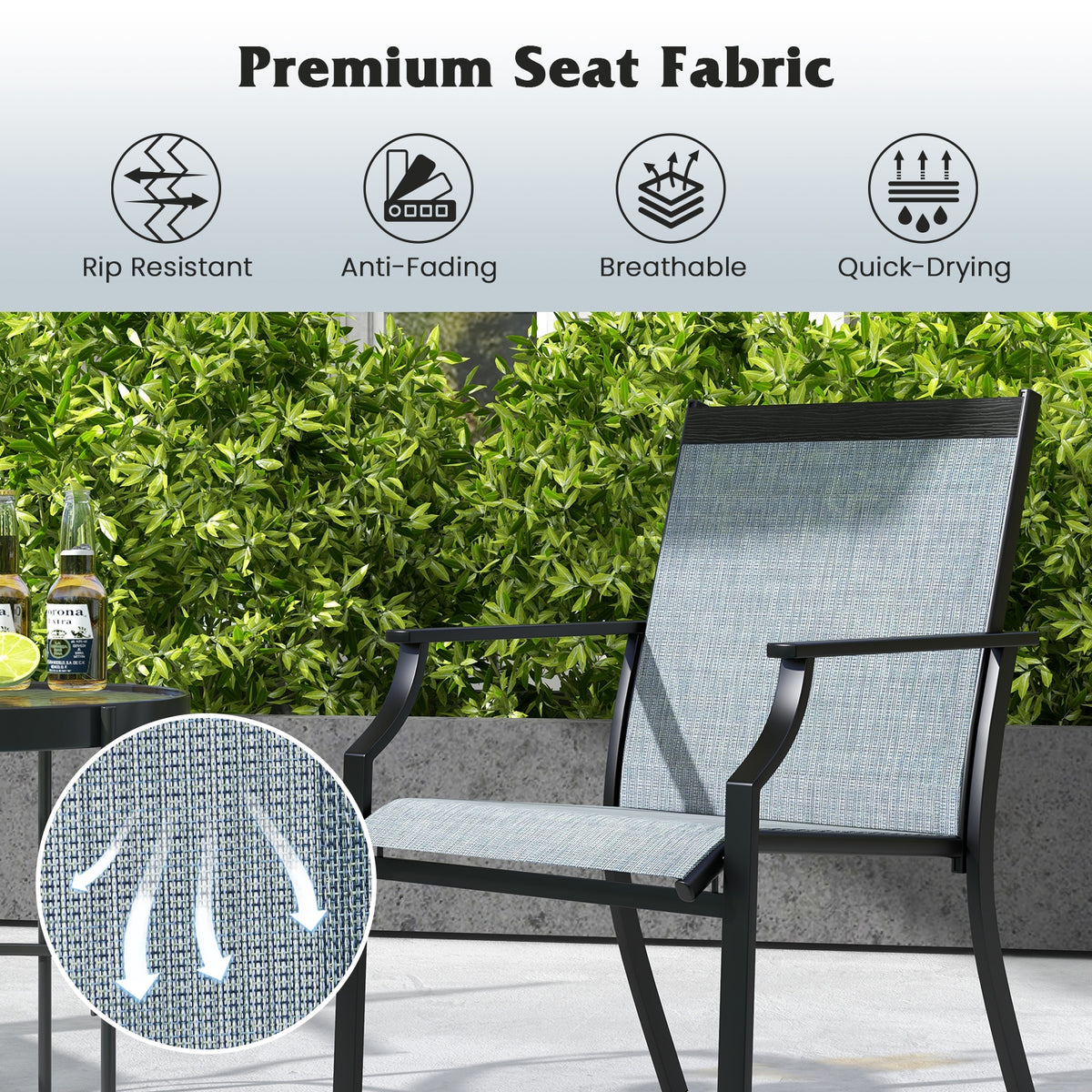 4 Piece Patio Dining Chairs, Large Outdoor Chairs, Blue Patio Dining Chairs at Gallery Canada