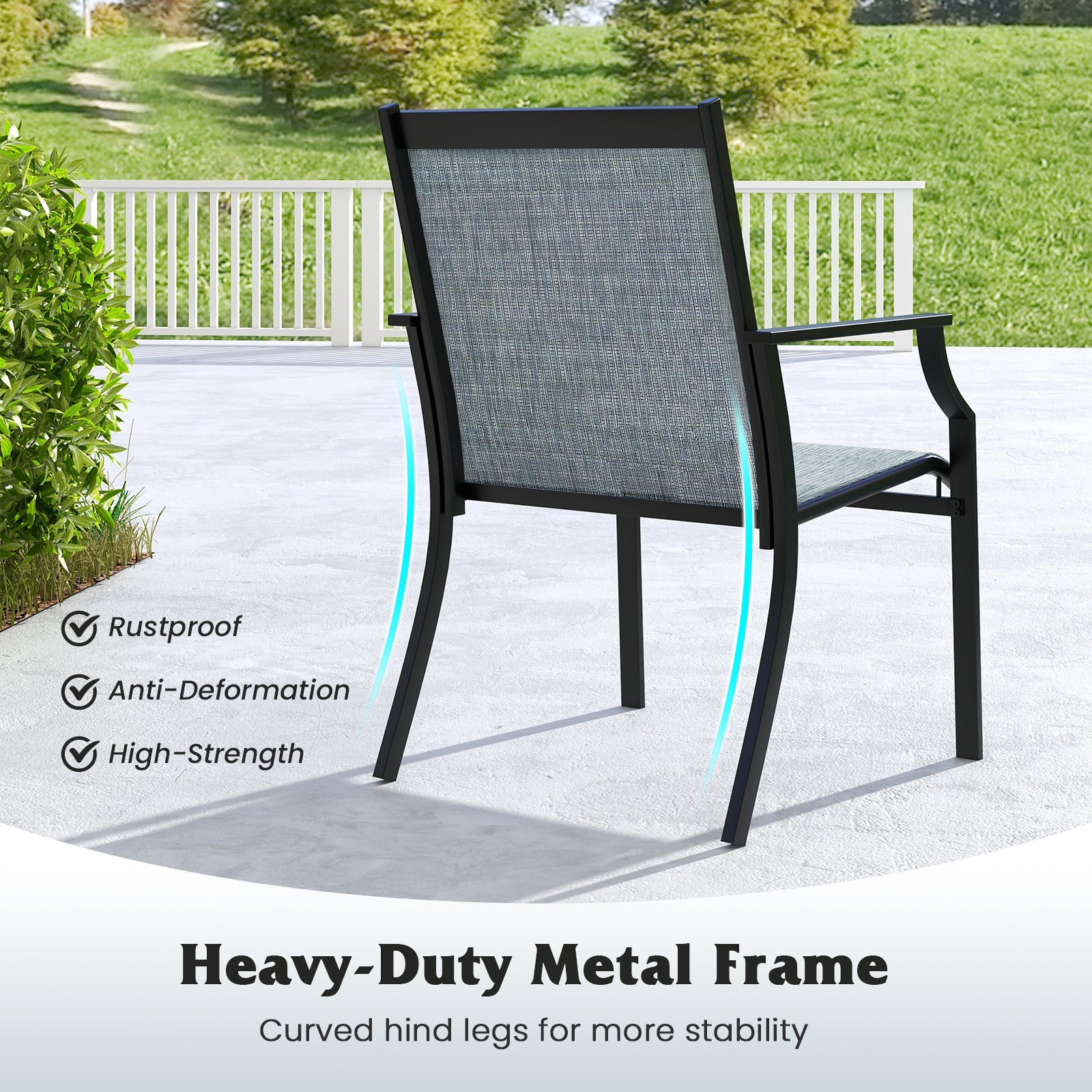 4 Piece Patio Dining Chairs, Large Outdoor Chairs, Blue Patio Dining Chairs at Gallery Canada