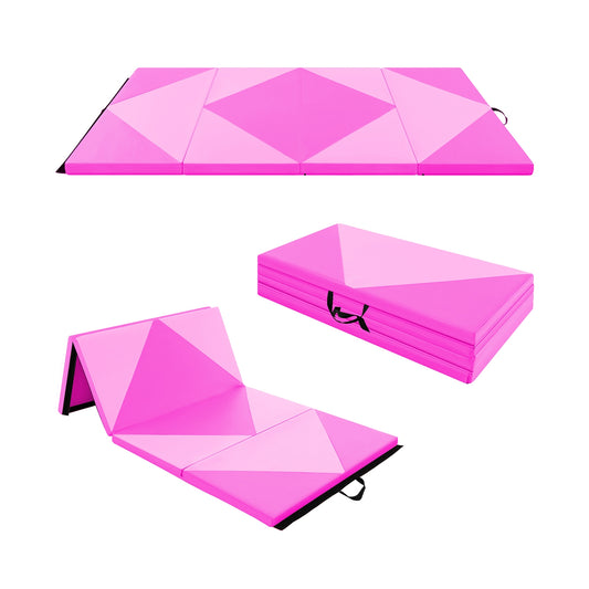 8 Feet PU Leather Folding Gymnastics Mat, Pink Yoga & Gym Mats Pink at Gallery Canada