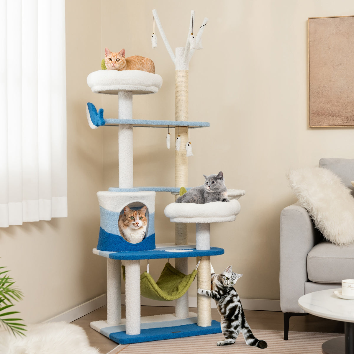 Multi-Level Cat Tower, Sisal Scratching Posts, Blue Cat Trees Condos & Scratchers at Gallery Canada