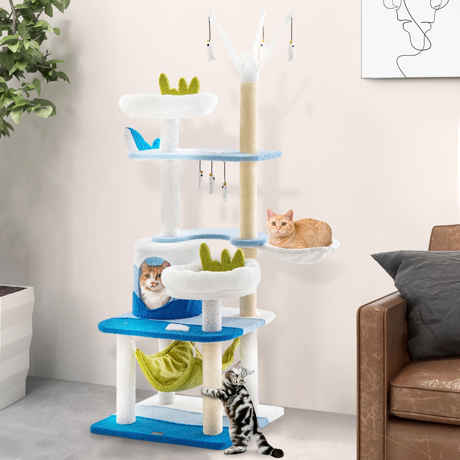 Multi-Level Cat Tower, Sisal Scratching Posts, Blue Cat Trees Condos & Scratchers at Gallery Canada