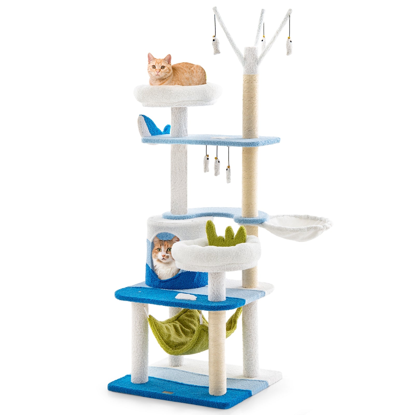 Multi-Level Cat Tower, Sisal Scratching Posts, Blue Cat Trees Condos & Scratchers Blue at Gallery Canada