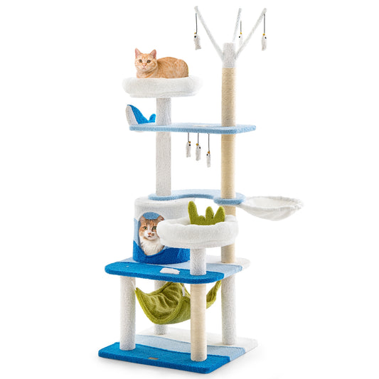 Multi-Level Cat Tower, Sisal Scratching Posts, Blue Cat Trees Condos & Scratchers Blue at Gallery Canada