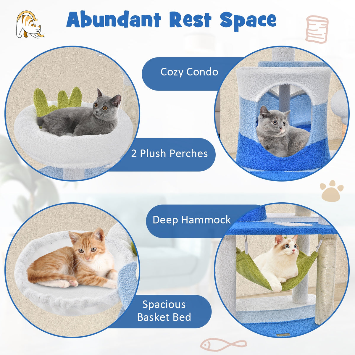 Multi-Level Cat Tower, Sisal Scratching Posts, Blue Cat Trees Condos & Scratchers at Gallery Canada