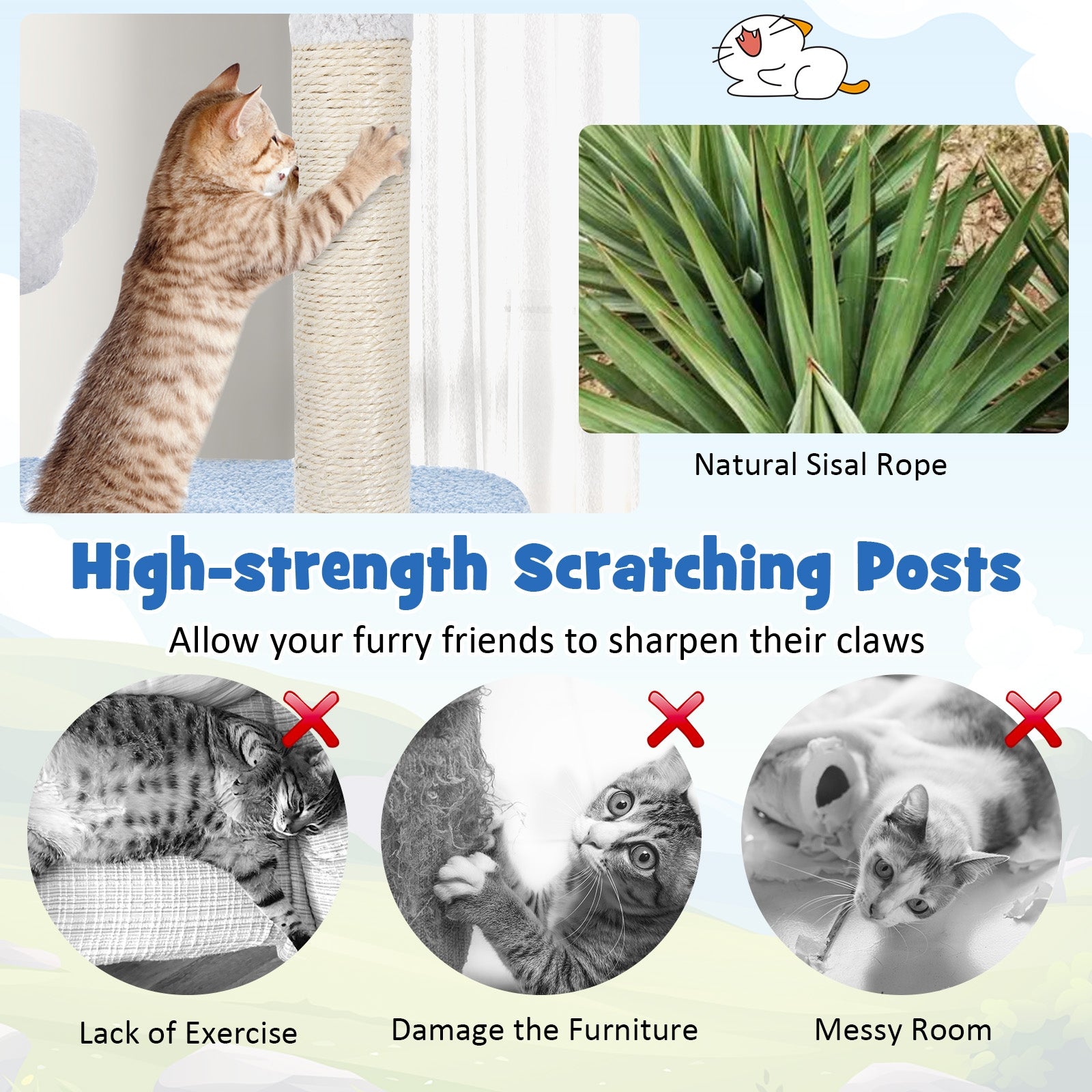 Multi-Level Cat Tower, Sisal Scratching Posts, Blue Cat Trees Condos & Scratchers at Gallery Canada