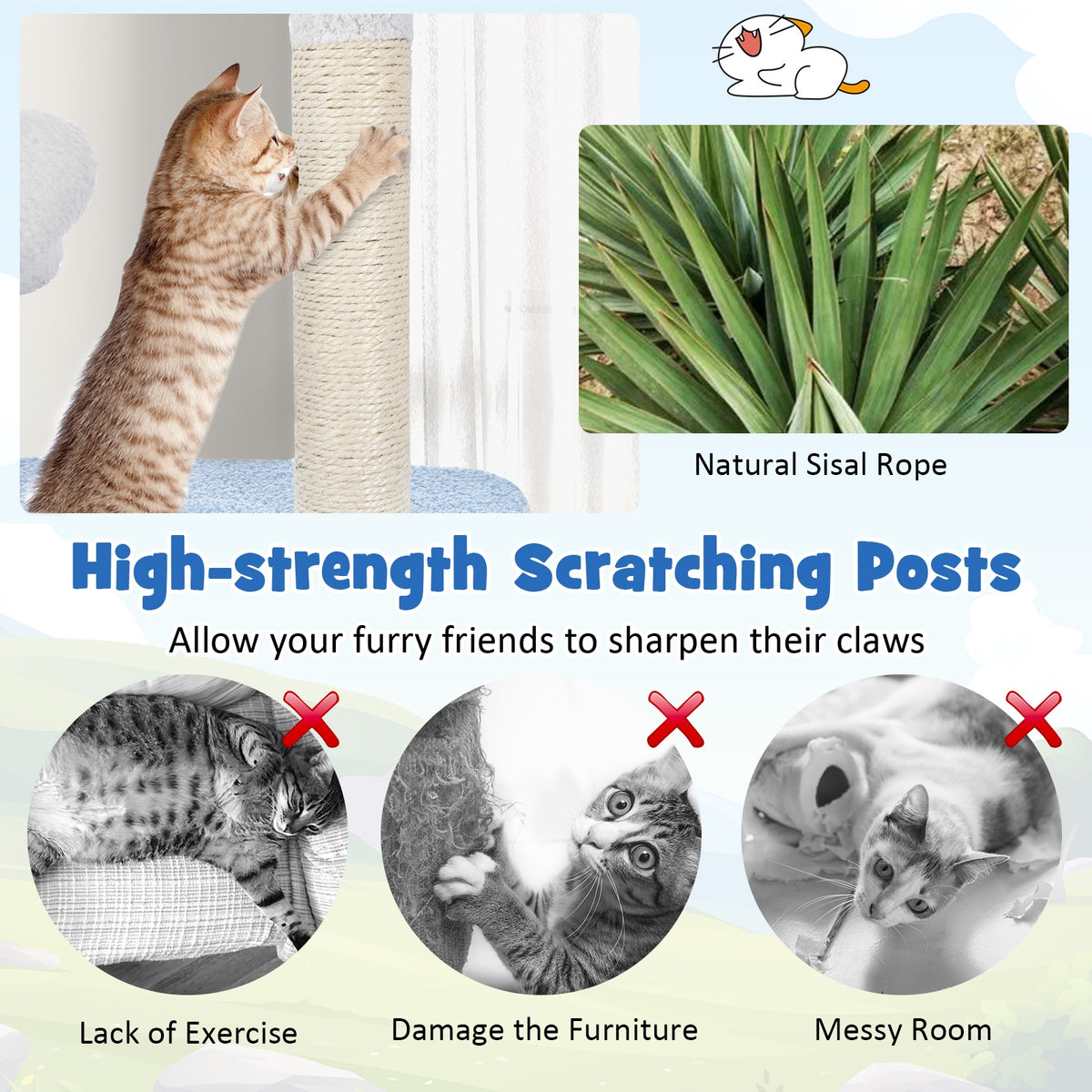 Multi-Level Cat Tower, Sisal Scratching Posts, Blue Cat Trees Condos & Scratchers at Gallery Canada