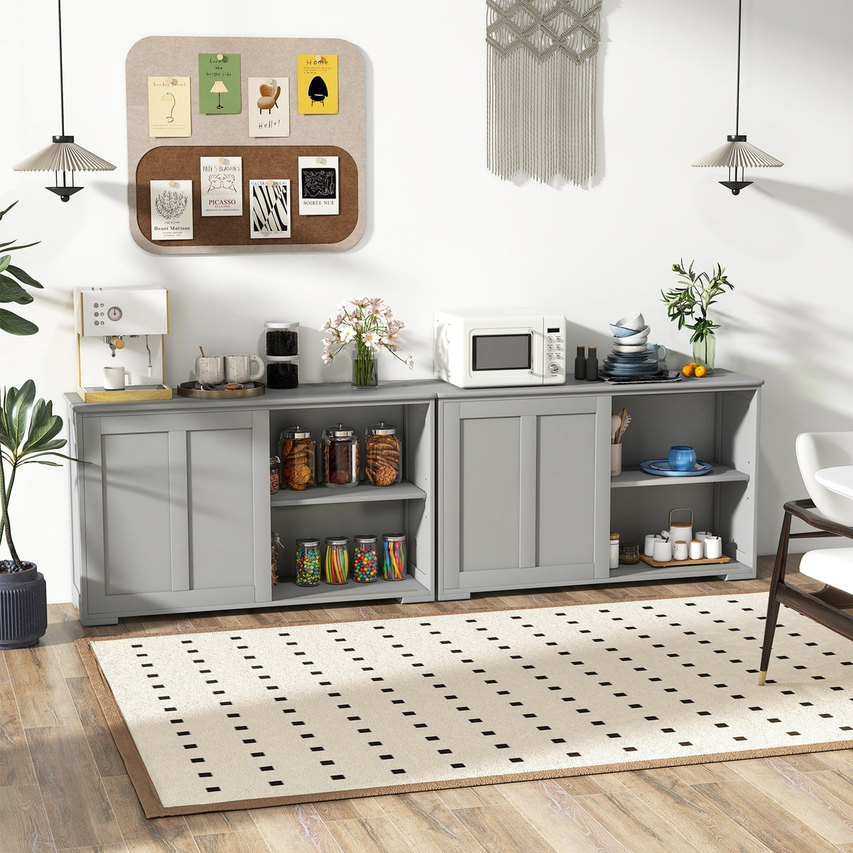 Antique Stackable Kitchen Storage Sideboard, Adjustable Shelf, Gray Sideboards Cabinets & Buffets at Gallery Canada