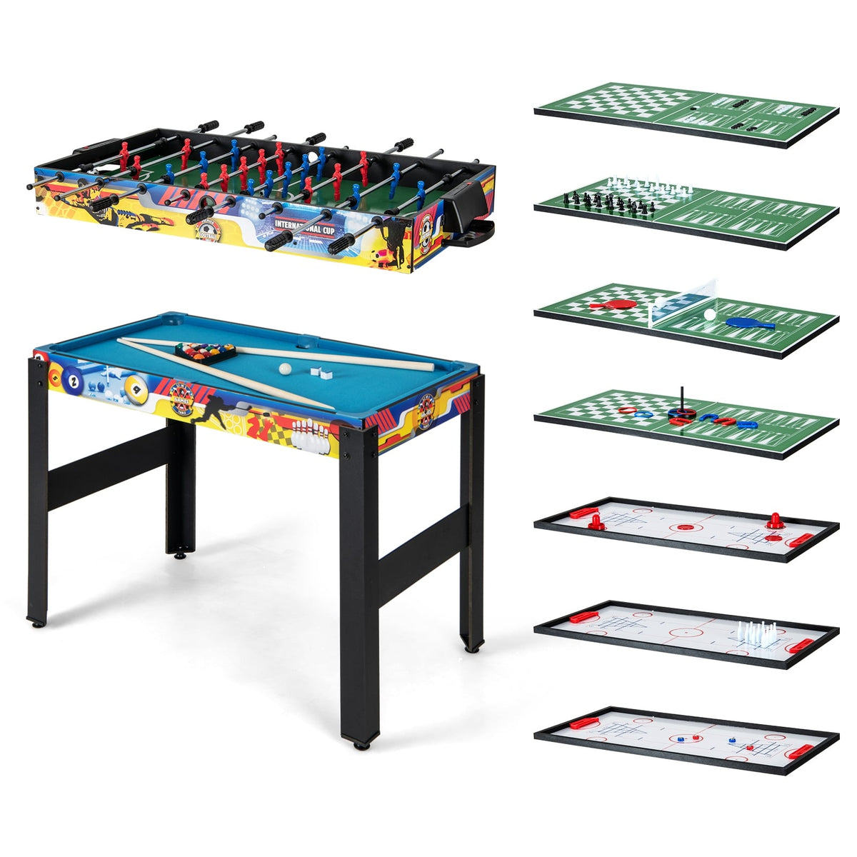12-in-1 Game Table Set, Foosball Air Hockey Pool Chess Ping Pong, Multicolor Game Room at Gallery Canada