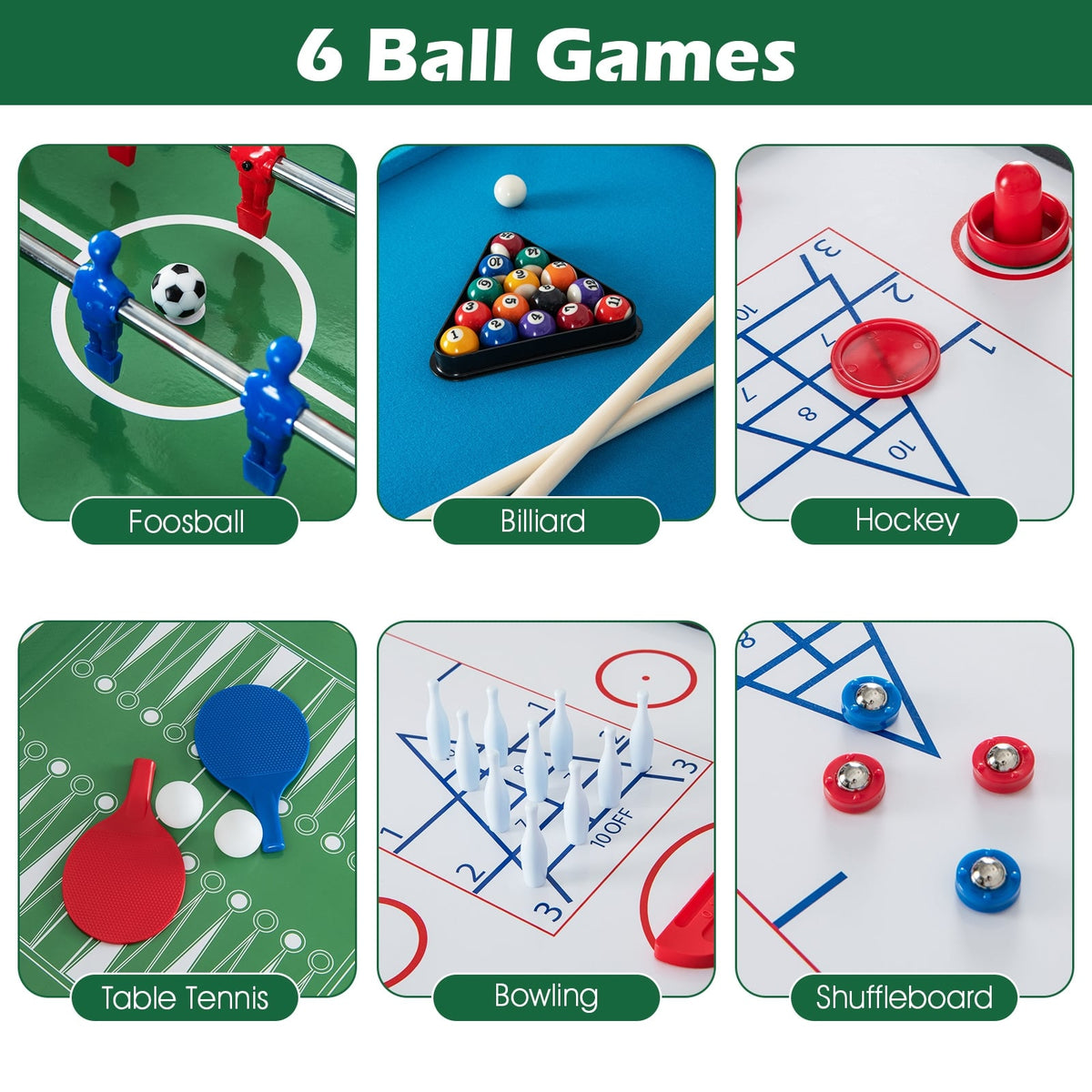 12-in-1 Game Table Set, Foosball Air Hockey Pool Chess Ping Pong, Multicolor Game Room at Gallery Canada