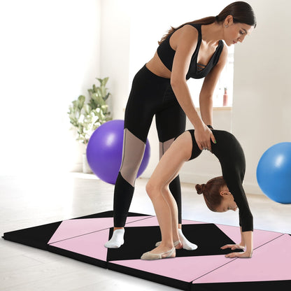 8 Feet PU Leather Folding Gymnastics Mat, Black, Pink Yoga & Gym Mats at Gallery Canada