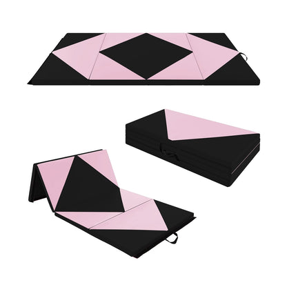 8 Feet PU Leather Folding Gymnastics Mat, Black, Pink Yoga & Gym Mats Black & Pink at Gallery Canada