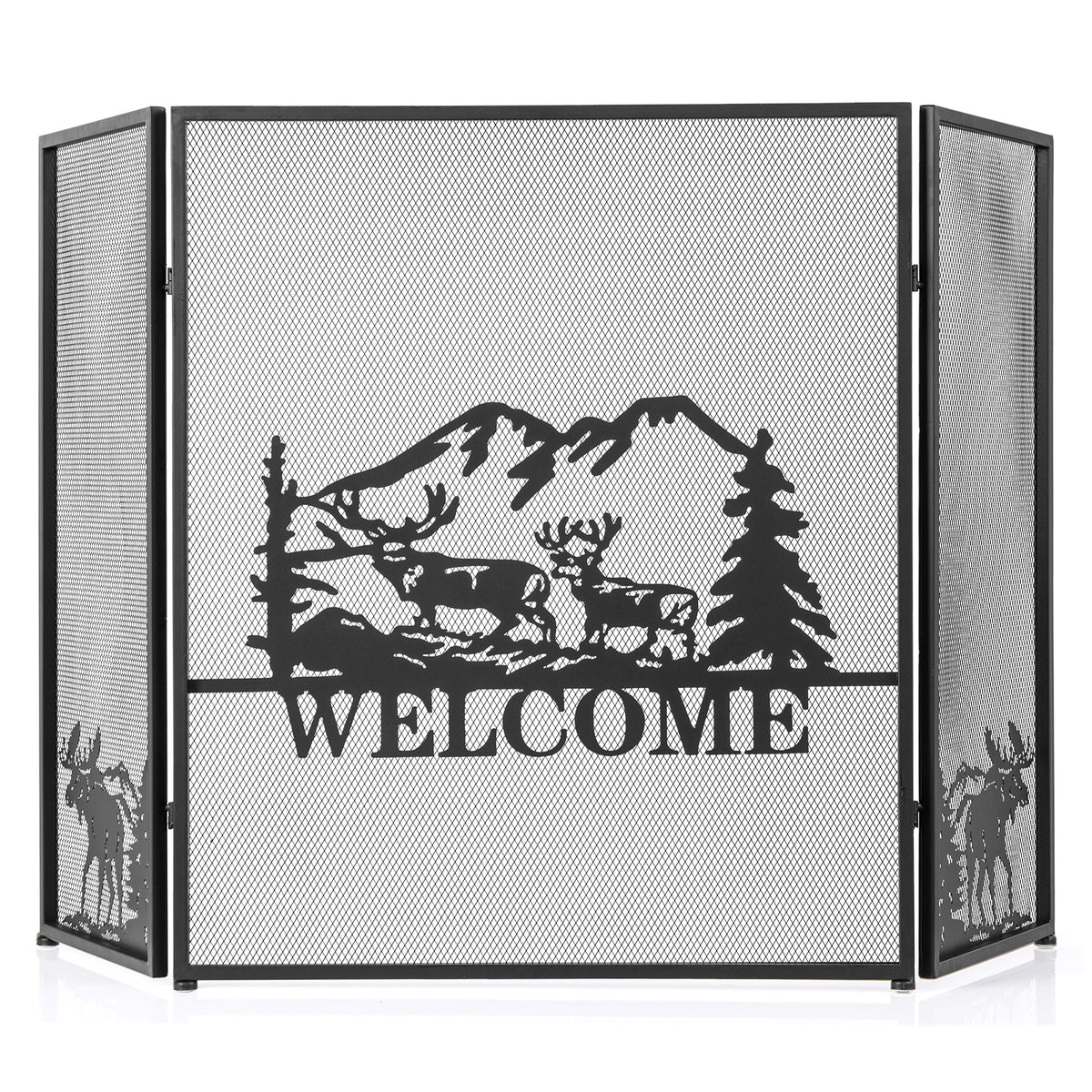 52 x 31 Inch Fireplace Screen, Black Fireplace Tools Black at Gallery Canada