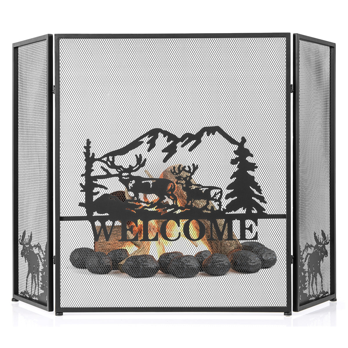 52 x 31 Inch Fireplace Screen, Black Fireplace Tools at Gallery Canada