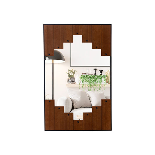 37.5 Inch x 26.5 Inch Rectangle Wall Mirror, Piano Key Frame, Wood Wall Mirrors Wood at Gallery Canada