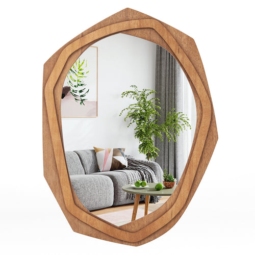 Large Waterproof Irregular Framed Wall Mirror, Natural