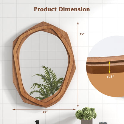 Large Waterproof Irregular Framed Wall Mirror, Natural Wall Mirrors at Gallery Canada