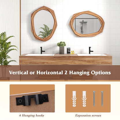 Large Waterproof Irregular Framed Wall Mirror, Natural Wall Mirrors at Gallery Canada