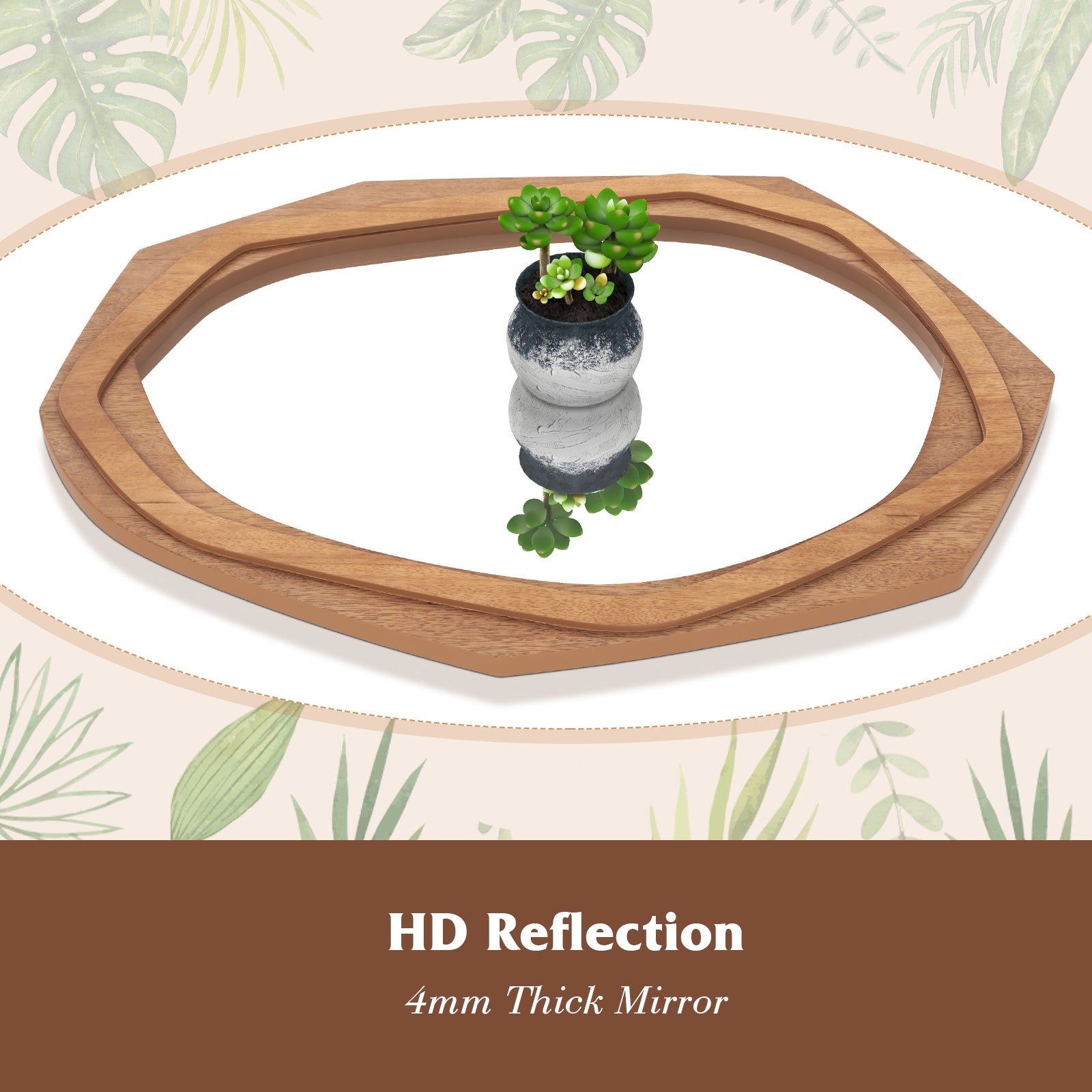 Large Waterproof Irregular Framed Wall Mirror, Natural Wall Mirrors at Gallery Canada