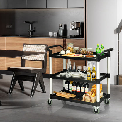 3-Tier Utility Service Cart, Lockable Wheels, Double Handles, Black Garages at Gallery Canada