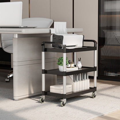 3-Tier Utility Service Cart, Lockable Wheels, Double Handles, Black Garages at Gallery Canada
