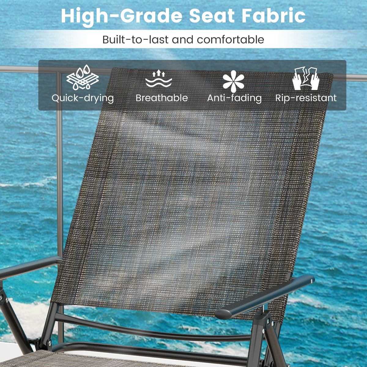2 Piece Patio Folding Chaise Lounge Chairs, Recliner, 6-Level Backrest, Coffee Outdoor Chaise Lounges at Gallery Canada