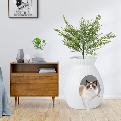 Smart Plant Cat Litter Box, Electronic Odor Removal, Sterilization, White Cat Supplies at Gallery Canada