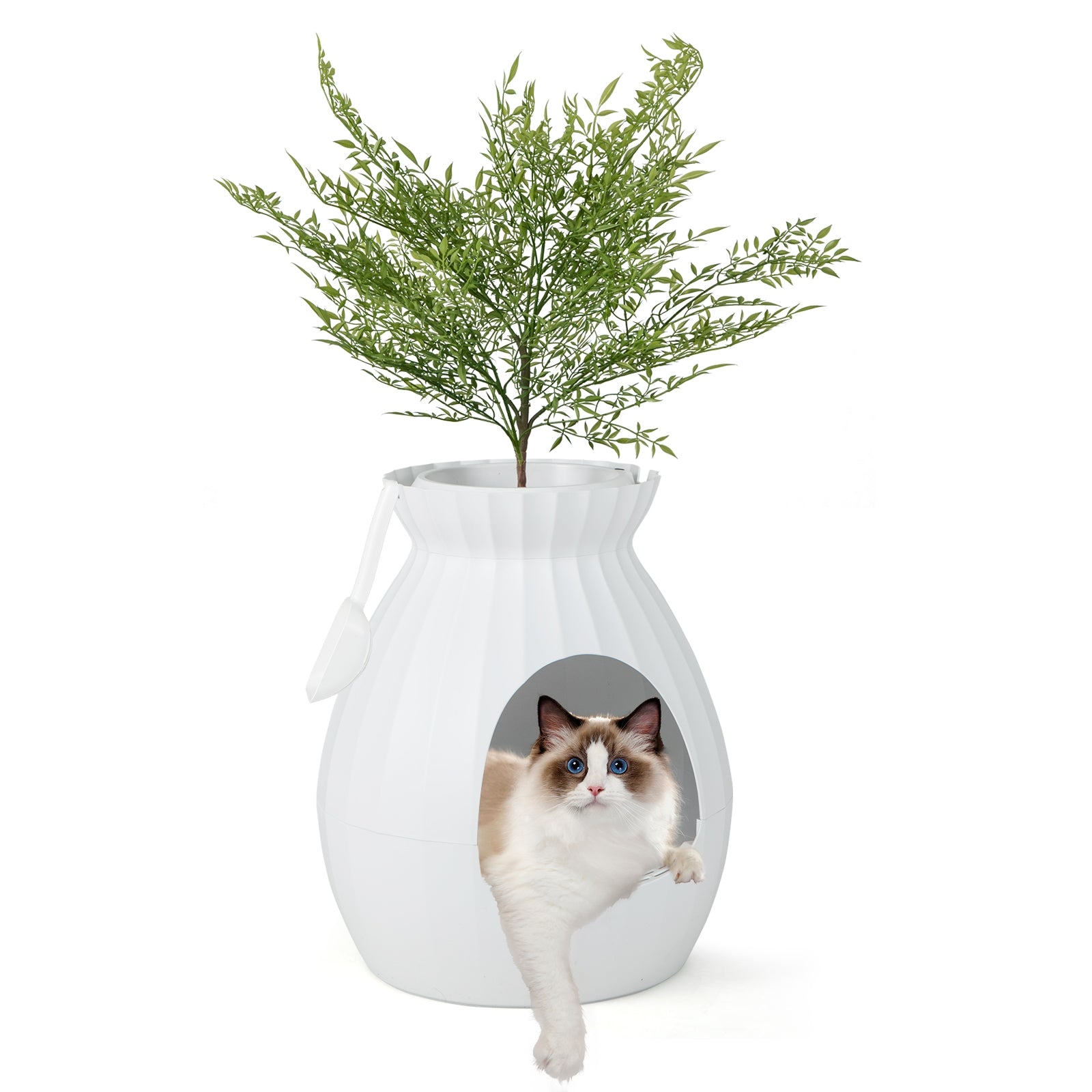 Smart Plant Cat Litter Box, Electronic Odor Removal, Sterilization, White Cat Supplies at Gallery Canada