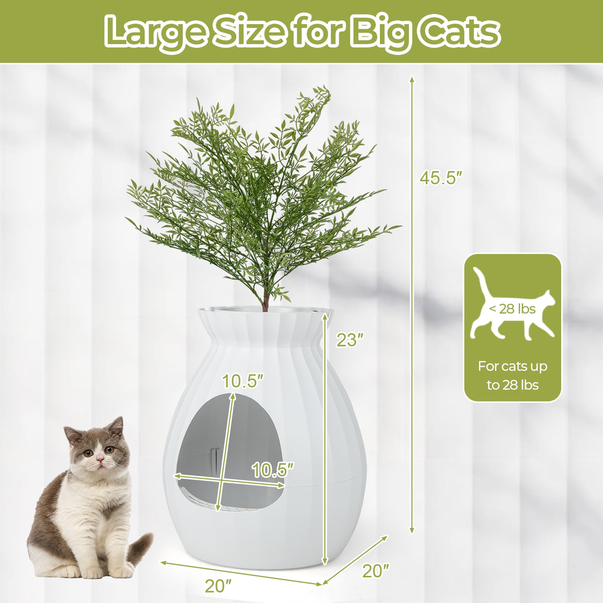 Smart Plant Cat Litter Box, Electronic Odor Removal, Sterilization, White Cat Supplies at Gallery Canada