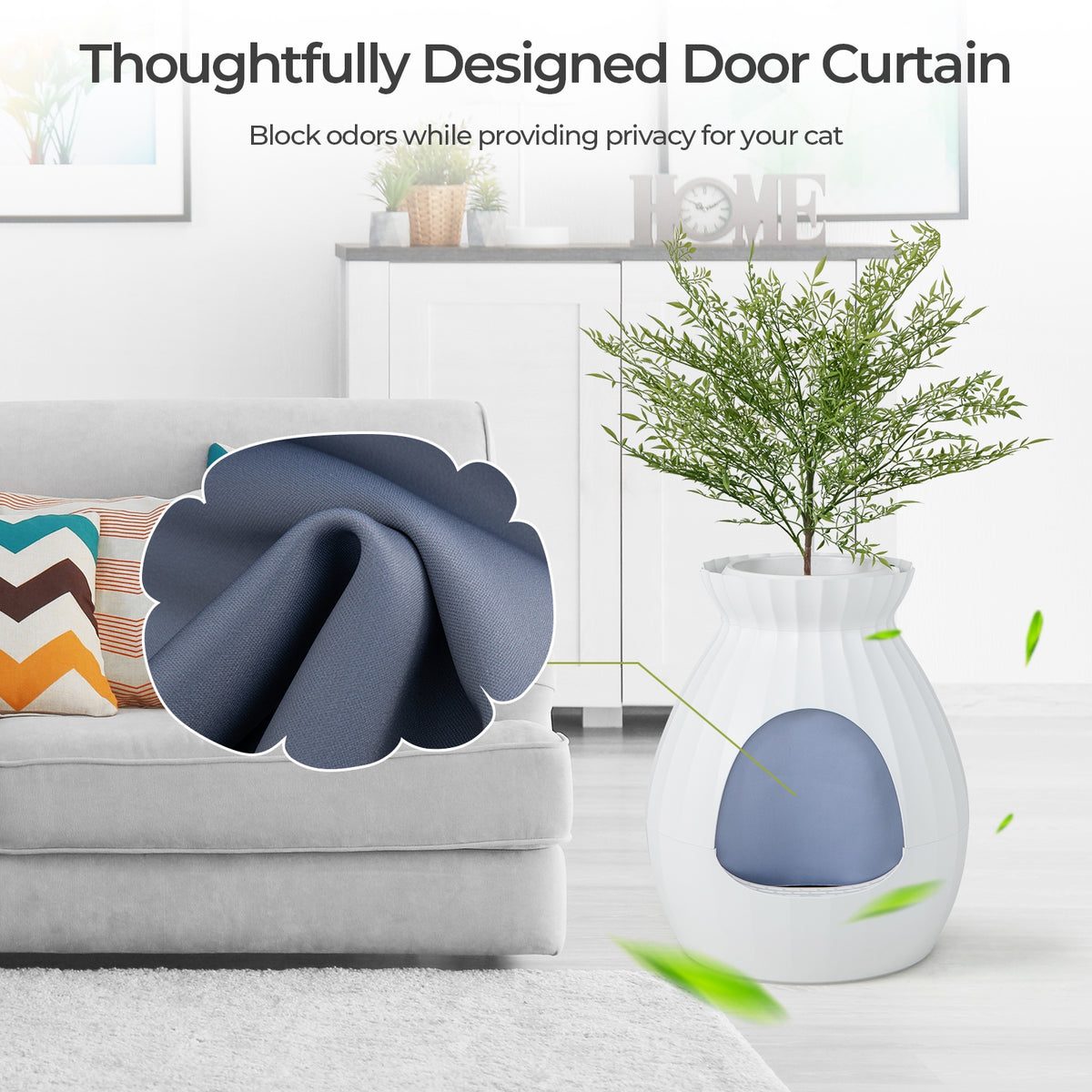 Smart Plant Cat Litter Box, Electronic Odor Removal, Sterilization, White Cat Supplies at Gallery Canada