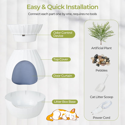 Smart Plant Cat Litter Box, Electronic Odor Removal, Sterilization, White Cat Supplies at Gallery Canada