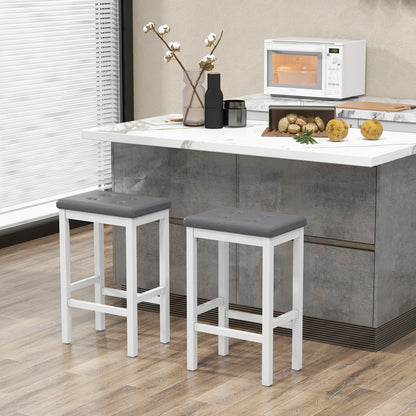 24 Inch Bar Stools, Padded Seat, Footrest, Rubber Wood Frame, White Bar Stools at Gallery Canada