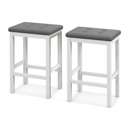 24 Inch Bar Stools, Padded Seat, Footrest, Rubber Wood Frame, White Bar Stools at Gallery Canada