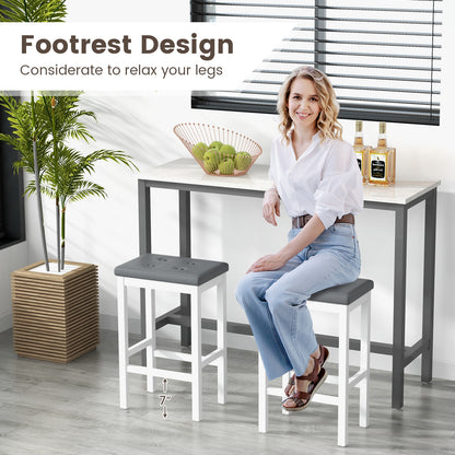 24 Inch Bar Stools, Padded Seat, Footrest, Rubber Wood Frame, White Bar Stools at Gallery Canada