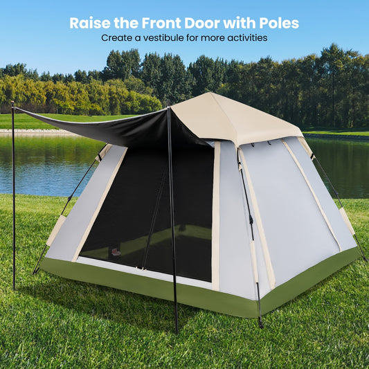 2-4 Person Pop-Up Camping Tent, Removable Rainfly, Beige Tents Beige at Gallery Canada