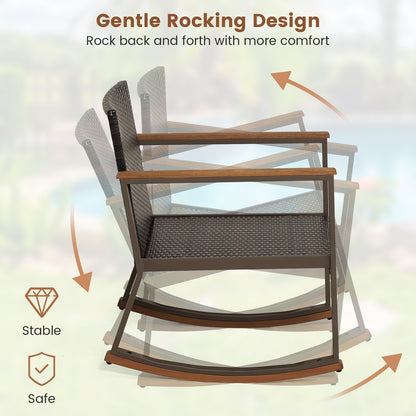3-Piece Rattan Rocking Bistro Set, Coffee Table, Cushions, Gray Patio Conversation Sets at Gallery Canada