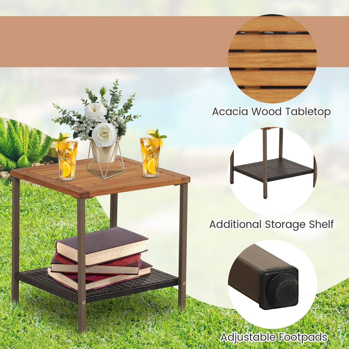 3-Piece Rattan Rocking Bistro Set, Coffee Table, Cushions, Gray Patio Conversation Sets at Gallery Canada