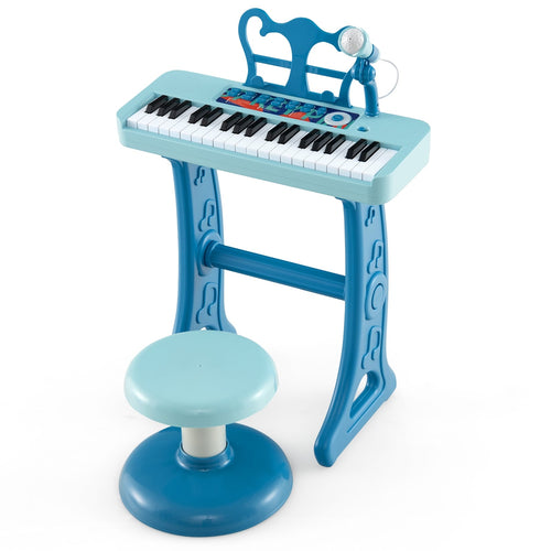 37-Key Kids Piano Keyboard With Microphone, Blue