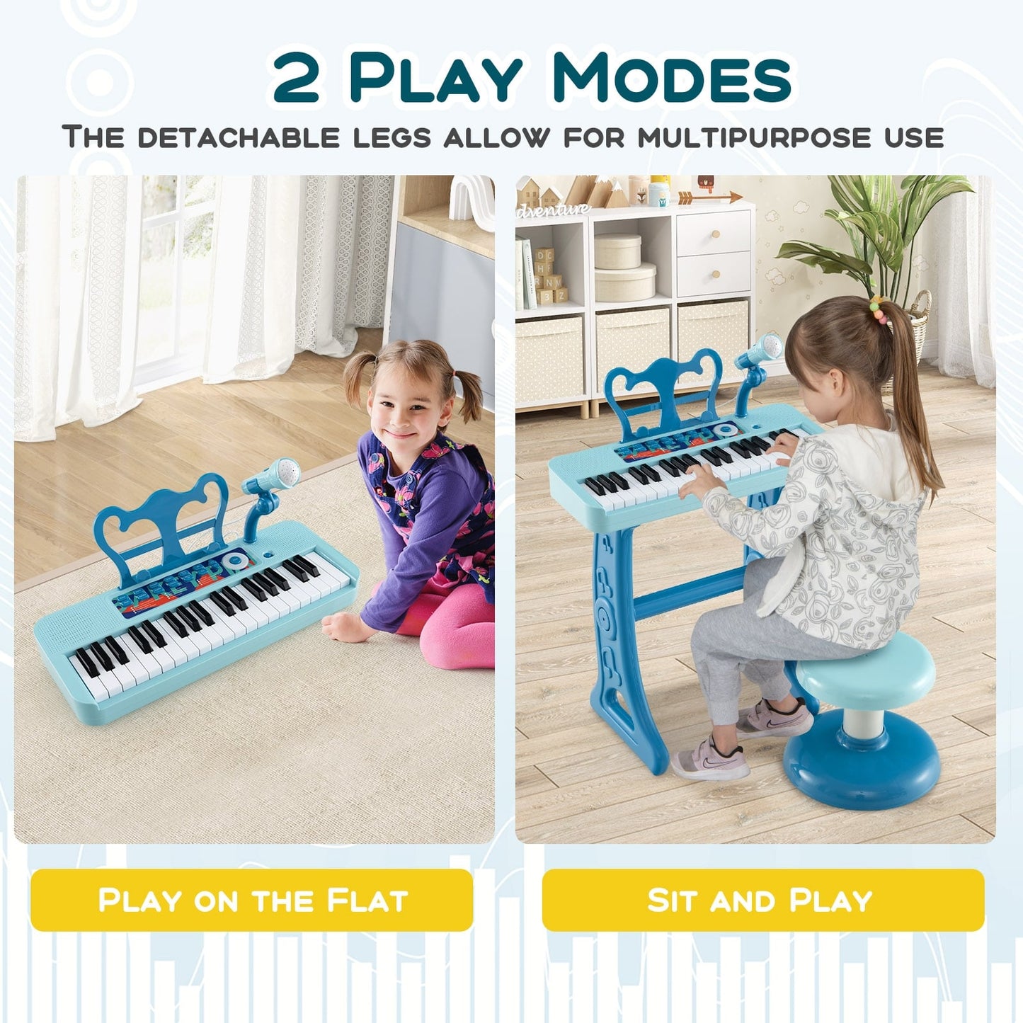 37-Key Kids Piano Keyboard With Microphone, Blue Pianos & Keyboards at Gallery Canada