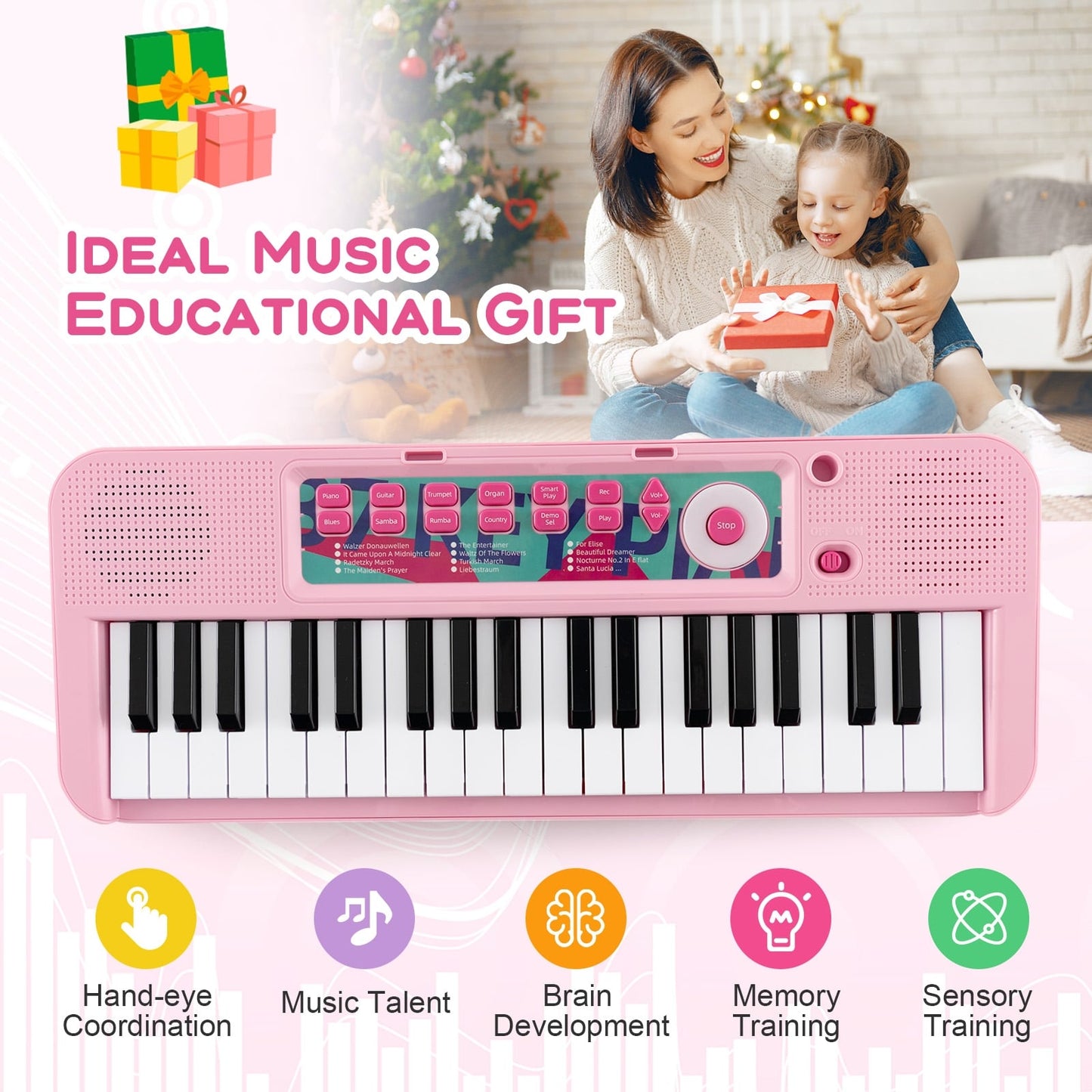 Kids Piano Keyboard 37-Key, With Microphone For 3+ Years, Pink Pianos & Keyboards at Gallery Canada