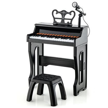 37 Keys Piano Keyboard With Microphone, Detachable Music Stand, Black Pianos & Keyboards Black at Gallery Canada