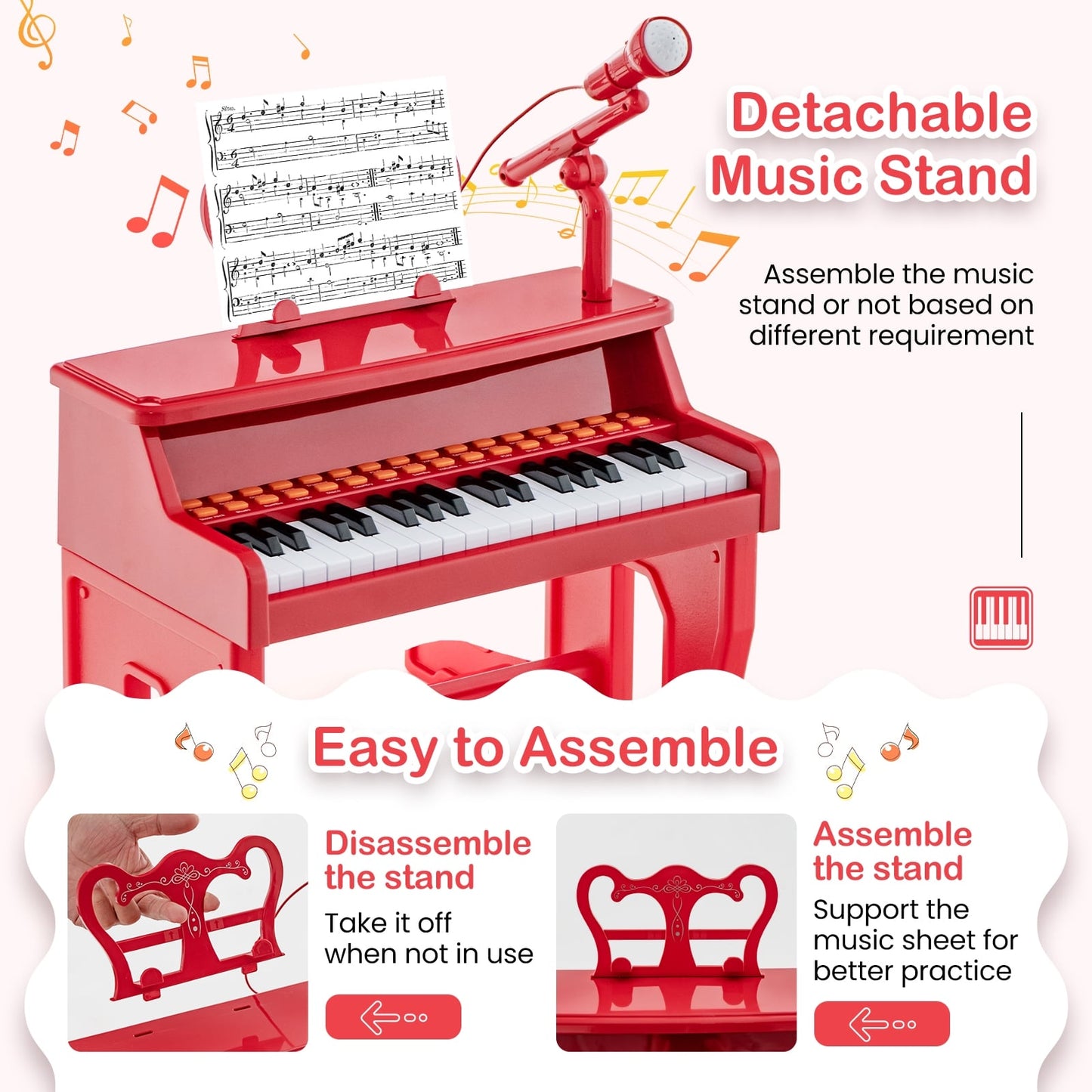 37 Keys Kids Piano Keyboard With Microphone, Red Pianos & Keyboards at Gallery Canada