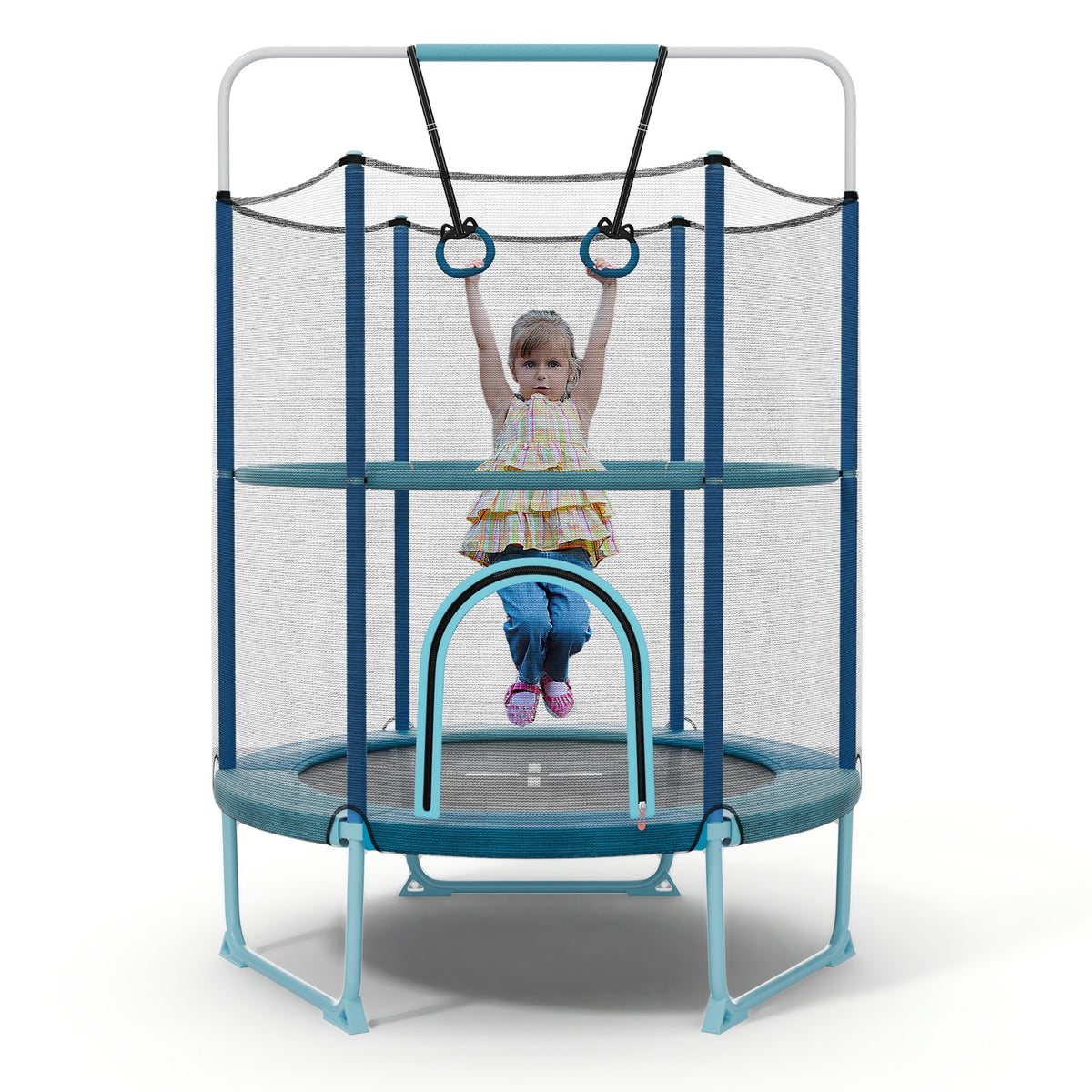 60 Inch Trampoline With Gymnastic Bar And Rings, Blue Trampolines at Gallery Canada