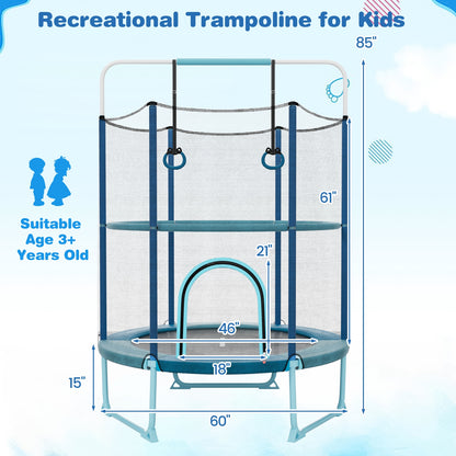 60 Inch Trampoline With Gymnastic Bar And Rings, Blue Trampolines at Gallery Canada