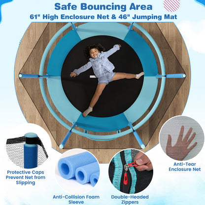 60 Inch Trampoline With Gymnastic Bar And Rings, Blue Trampolines at Gallery Canada